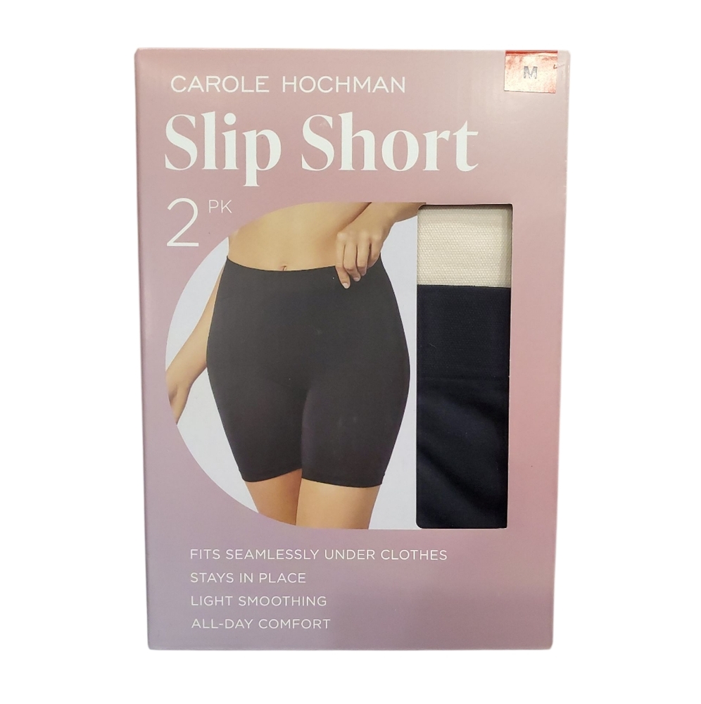 Women's Carole Hochman 2 Pack Slip Shorts Black & Nude Size M NIB